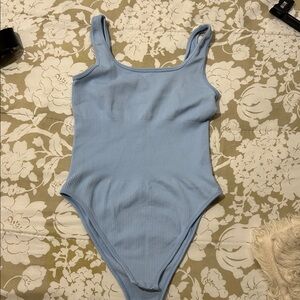 OQQ Light Blue Ribbed Tank Top